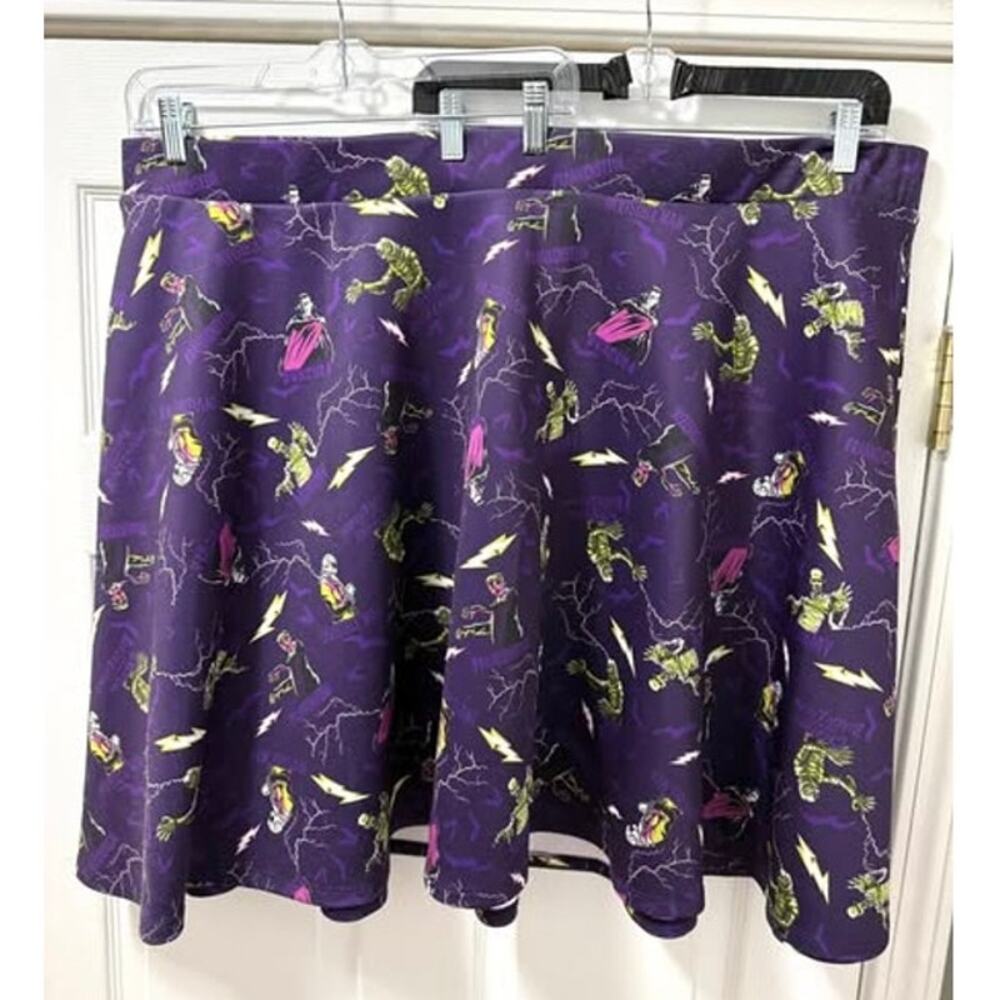 Torrid Universal Monsters Punk‎ Gothic Frankenstein Skater Skirt 5X Dracula Bats